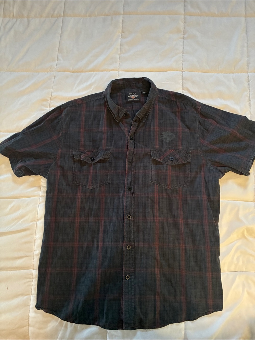 Harley Davidson Men’s Oversized Eagle Plaid Short Sleeved Short Size XXL